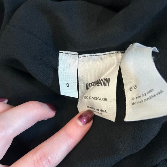 Reformation Sachi Dress Aphrodite Floral Black Long Sleeve Mini Party Size 0 - Picture 8 of 8